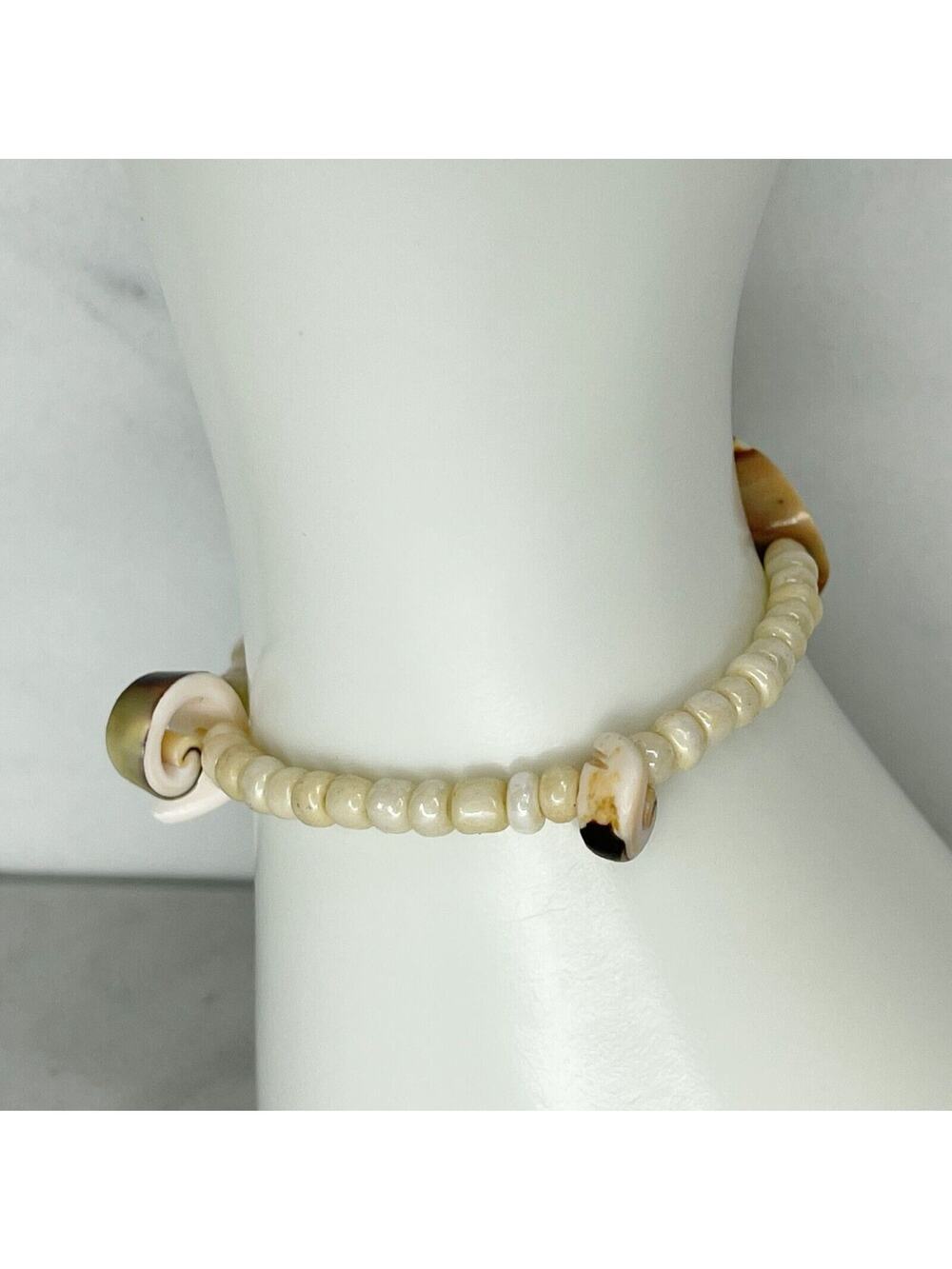 Swirly Shell Beaded Stretch Bracelet